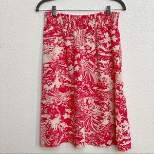 J. Jill Dark Pink Floral Smocked Waist Skirt